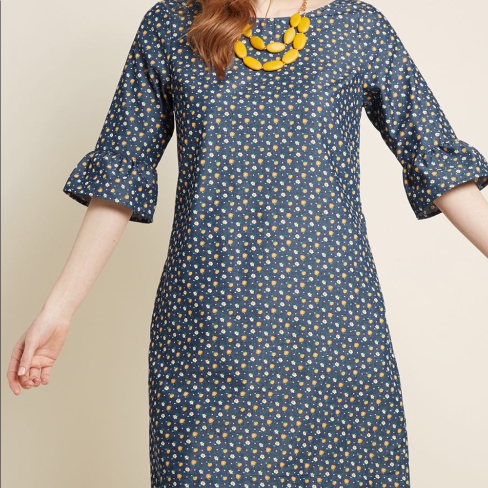 Blue Floral Dress by ModCloth. Size Large